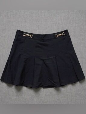 NWT H&M Black Pleated Mini Skirt with Gold Hardware
